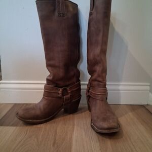 Brown Leather Knee-High Boots